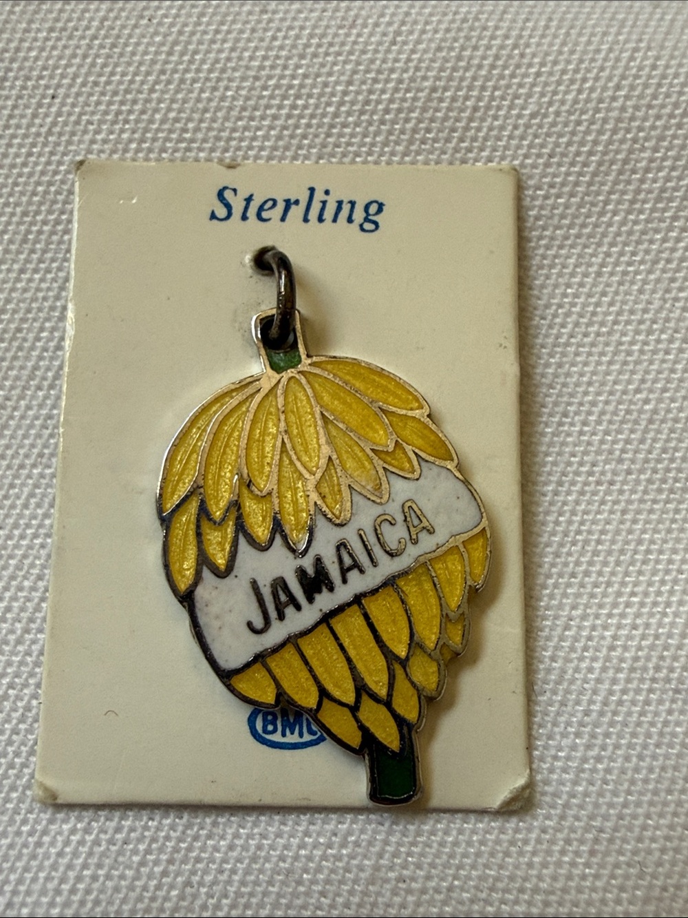 Vintage BMG Sterling silver & enamel Jamaica charm pendant